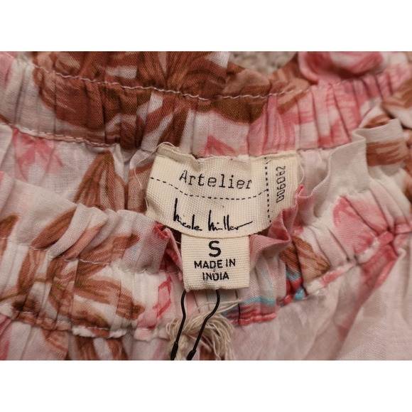 Artelier Nicole Miller Women Floral top‎ NWT Off The Shoulder Ruffle Blouse S - Picture 2 of 8